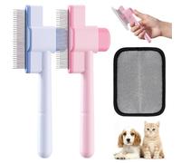Ensemble de toilettage 3 pièces pour animaux de compagnie, 2 peignes double face pour éliminer les puces et massage relaxant, gant de toilettage pour chats et chiens, design autonettoyant