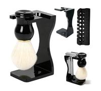 Ensemble de toilettage organisé avec blaireau synthétique | Bol en ABS, de repos, insert en éponge et de nettoyage pour salles de bains compactes en dortoir