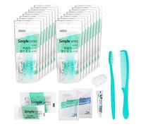 Ensemble De Toilette De Voyage avec Brosse À Dents, Dentifrice, Peigne, Shampoing, Gel Douche, Bonnet De Bain Et Savon pour L'Hôtel, Le Camping Et Les Voyages (Ensemble De 12)