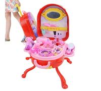 Ensemble de toilette jouet pour filles, ensemble de toilette pour enfants, jeux de maquillage, valise jeux de fiction avec miroir et mode, toilette jouet pour filles, kit de maquillage princesse