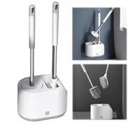 Ensemble de toilettes mural 2 en 1 avec longue poignée, sans angle mort, nettoyage pour salle de bain, double usage, toilettes durables pour un nettoyage et une hygiène sans effort