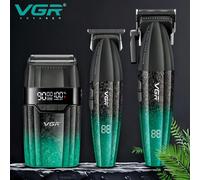 Ensemble de tondeuse à cheveux professionnelle VGR, 9000 tr/min, rasoir électrique réciproque réglable, tondeuse à cheveux pour hommes, affichage numérique, rechargeable, modèle V-640 S3 noir (avec bo