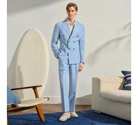 Ensemble de Top à manches longues et pantalon minimaliste pour homme, coupe slim, style Old Money de la Riviera italienne, tenue de marié pour destination de plage en été, coupe ajustée avec revers en