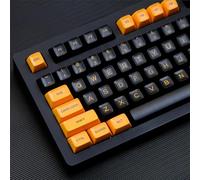 Ensemble De Touches PBT Bicolores Vintage, Plus De 140 Touches/Profil SA/Doubleshot Keycaps pour Clavier Mécanique Personnalisé(Yellow and Black)