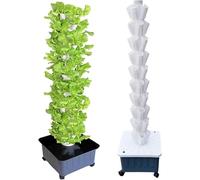 Ensemble de Tour hydroponique, Tour hydroponique de 15 étages et 45 Trous, Tour Verticale de Culture hydroponique pour Jardin, système de Culture hydroponique pour Serre agricole, Blanc