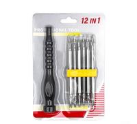Ensemble de tournevis 12 en 1 avec type Y U et embouts triangulaires Torx pour console de jeu, appareils électroniques, réparation, entretien, démontage - Poignée noire - Embouts en alliage d'acier