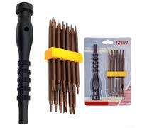 Ensemble de tournevis 12 en 1 avec type Y U pour embouts triangulaires Torx pour appareils ménagers, réparation électronique, poignée noire, embouts en alliage d'acier bronze, kit d'outils de
