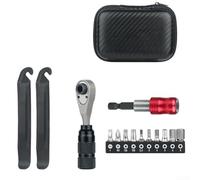 Ensemble de tournevis à cliquet avec kit de démonte-pneus de vélo, tournevis multi-fonctions et n alliage d'aluminium, outil de réparation de vélo compact dans un petit outil portable
