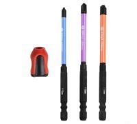 Ensemble de tournevis cruciformes spéciaux avec support de bague pour électriciens en alliage d'acier - Pointe magnétique phosphatée - Finition noire phosphatée - Pour interrupteurs, disjoncteurs