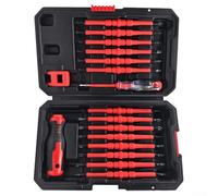 Ensemble de tournevis d'électricien isolé 31 en 1 avec poignée ergonomique et construction en acier au chrome vanadium pour un entretien sécurisé des fils sous tension avec étui compact