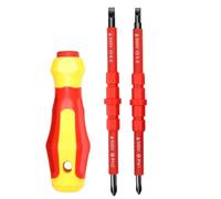 Ensemble de tournevis d'électricien multi-usages avec embouts cruciformes et fendus - Outils isolés en acier au chrome vanadium - Kit de réparation électrique avec manche ergonomique