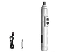 Ensemble de tournevis électrique sans fil 3,6 V 1300 mAh rechargeable, mandrin de 6,35 mm, poignée droite ergonomique pour réparations et assemblage de meubles - Comprend USB-C (blanc)