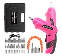 Ensemble de tournevis électrique sans fil rose - Petite perceuse électrique rechargeable de 3,7 V avec 47 embouts de tournevis - Pistolet à vis électrique 3 Nm avec poignée à 2 positions - Tige