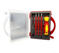 Ensemble de tournevis magnétiques 5 en 1 avec testeur de tension et design isolé pour des tâches électriques sûres Têtes triangulaires de type U incluses Poignée rouge en acier au chrome vanadium