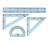 Maped Study - Ensemble incassable 4 pièces avec règle 30 cm, 2 équerres, rapporteur