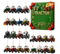 Ensemble de tracteur 24 jours avec compte à rebours de Noël en acrylique 2D | calendrier de l'Avent de Noël pour décoration de fenêtres de maison, décoration amusante