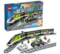 LEGO City Express 60337 Jeu de train de passagers télécommandé, cadeaux pour enfants, garçons et filles avec phares fonctionnels, 2 entraîneurs et 24 pièces de piste