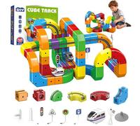 Ensemble de Train Électrique 3D de 123 Pièces, Ensemble de Voies Intégrées, Ensemble de Train Cube À Rail Magique, Jouet de Fusion de Voie, Jouet de Construction pour Enfants