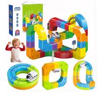 Ensemble de Train Électrique avec Jouet Track Fusion, Train Motorisé Défiant la Gravité, Piste Cubique À Faire Soi-même, Pistes de Course de Construction 3D Flexibles, Jouet Éducatif À Tige Pou 81pcs