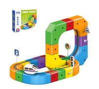 Ensemble de Train Électrique avec Piste Fusion Jouet DIY Cube Piste Rail Magique Ensemble de Train Cube 51/81/123 Pièces Jouet de Construction pour Enfants, Cadeau de Noël Ou d'anniversaire 51pcs