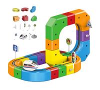 Ensemble De Train électrique, Ensemble De Train Cube Magique avec Voitures Motorisées, Mises en Page 3D Intégrées, Jouet De Fusion De Piste Bricolage pour Garçons Et Filles, Cadeau 51pcs