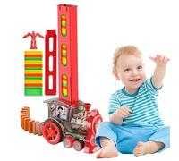 Ensemble de Train électrique - Jouet Dominos à empilage Automatique de 60 pièces, Train pour à Piles avec Sons Lumineux, Jeu de Construction créatif | Cadeau d'anniversaire de Vacances pour GA