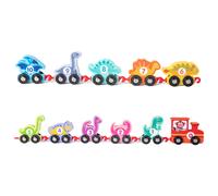 Ensemble De Train En Bois 11 Pièces, Voitures De Train, Ensemble De Jouets Numériques, Dinosaure, Design De Voiture, Traitement De Meulage Fin, Cadeau D'Anniversaire