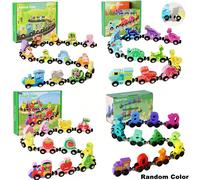 Ensemble de train en bois magnétique de 4 styles, jouets de train en chiffres animaux magnétiques pour les âges de 3 à 6 ans, jouets éducatifs pour l'apprentissage des chiffres et des dinosaures, meil