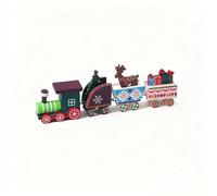 Ensemble de Train Noël en Bois Mini Caravane avec 3 Voitures Décorations Festives Bureau Créatives pour Enfants Jouet Fête Intérieure Et Extérieure 22,5 Cm/8,85 Pouces Color