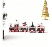 Ensemble de Train Noël en Bois Mini Caravane avec 3 Voitures Décorations Festives Bureau Créatives pour Enfants Jouet Fête Intérieure Et Extérieure 22,5 Cm/8,85 Pouces Brown