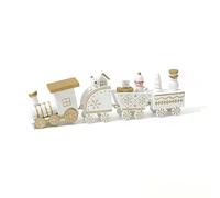 Ensemble de Train Noël en Bois Mini Ornements Caravane avec 3 Wagons Décorations Festives Bureau Créatives pour Enfants Jouet Fête Intérieure Et Extérieure 22.5 Cm / 8.85 Pouces White