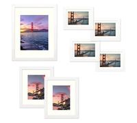 Ensemble de trame mural de galerie de Frametory de 7 tailles multiples 11x14 8x10 5x7 Collage d'images photo avec tapis de couleur ivoire pour im