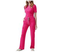 Ensemble De Travail Femme Uniformes 2 Pièces Haut À Manches Courtes et Col V Pantalon Taille Elastique Tenue Infirmiere Aide Soignante Uniforme De Travail Esthéticienne Secretaire Medicale