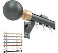 Ensemble de tringle à rideau coulissante avec têtes rondes décoratives de 140 cm, kit de rail pour salon, chambre à coucher, balcon, utilisation simple/double (couleur : D1)