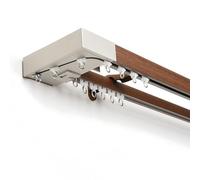 Ensemble de tringle à rideaux double à fixation murale avec support, rouleau et embout - Réglable de 2,3 m pour le salon et la chambre à coucher (couleur : E)