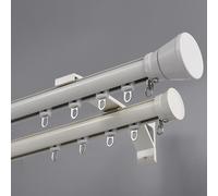 Ensemble de tringle à rideaux double - Double rail mural pour baie vitrée avec kits de support - Idéal pour salon et balcon - Blanc - 3,8 cm
