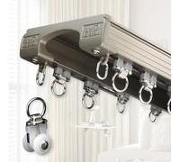 Ensemble de tringle à rideaux en aluminium robuste, double tringle pour une installation facile - Idéal pour chambre, salon, fenêtre, séparations d'hôtel - Finition champagne, 4,4 m (14,4 pi