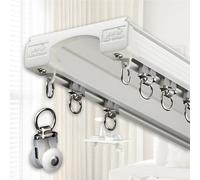 Ensemble de tringle à rideaux en aluminium robuste - Double tringle pour une installation facile, parfait pour la chambre, le salon, les fenêtres, les séparations d'hôtel - Blanc, 2,2 m (7,2