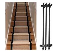 Ensemble de tringles d'escalier en laiton - réglables de 20 à 44 po for une fixation sécurisée du tapis avec extrémités d'embout, supports et vis(6 Pcs,L32in/81cm)