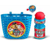 Ensemble de trois accessoires de vélo pour enfants, panier, sonnette et bouteille d'eau, multicolore, Paw Patrol