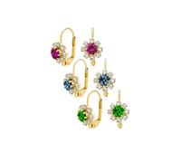 Ensemble de trois boucles d'oreilles à levier en cristal bleu vert rose blanc pour femmes pour adolescentes en laiton plaqué or 18K.