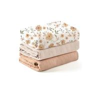 Ensemble de trois couvertures pour bébé en mousseline, couverture d'emmaillotage pour nouveau-Amande + Dahlia + Marron - 120*120cm