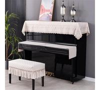 Ensemble de Trois Housses de Protection pour Piano Droit, Housse de Protection Universelle en Coton et Lin avec Broderie décorative, pour Piano Droit Universel, modèle B, Tabouret Simple