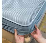 Ensemble de trois pièces comprenant un drap-housse élastique rafraîchissant, un drap-housse doux et respirant, lavable en machine, idéal for la maison ou une chambre d'étudiant.(Blue,200*220cm)