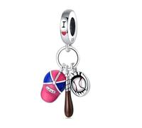 Ensemble de trois pièces de baseball, breloque de bracelet en perles, convient aux bracelets de 3 mm à 4,5 mm