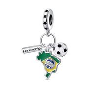 Ensemble de trois pièces de football brésilien, breloque de bracelet en perles, convient aux bracelets de 3 mm à 4,5 mm