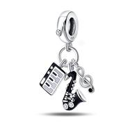 Ensemble de trois pièces pour saxophone et guitare punk, breloque pour bracelet, compatible avec le collier bracelet pandora