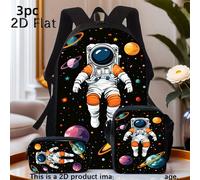 Ensemble de trois sacs de voyage pour la rentrée scolaire et la fête des mères, série Explorateur de l'espace, comprend un sac à dos étudiant lavable en polyester décontracté. L'ensemble comprend Maté