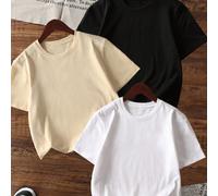 Ensemble de trois t-shirts décontractés à col rond et manches courtes pour les filles. Des t-shirts colorés apportent de la joie et du bonheur à chaque enfant ! Vêtements pour jeunes filles, hauts d'é