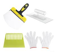 Ensemble de truelles de plâtrier en acier inoxydable avec poignée en caoutchouc pour plâtrer, rénovation de murs en ciment et travaux de carrelage (D)